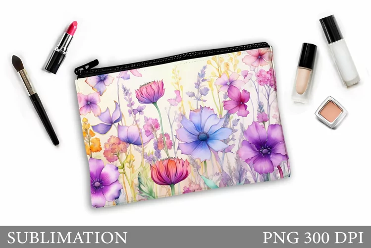 Flowers Makeup Bag Sublimation. Floral Makeup Bag Design