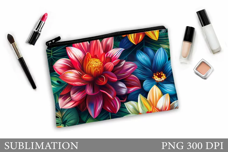 Flowers Makeup Bag Design. Flowers Makeup Pouch Sublimation