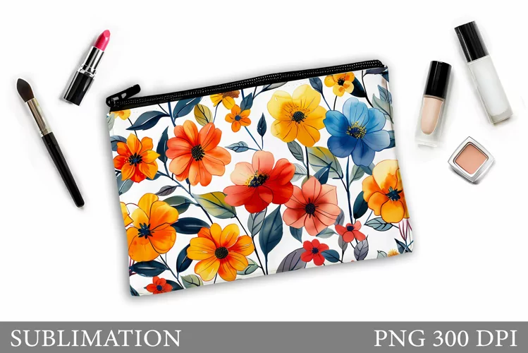 Flowers Makeup Bag Design. Flowers Makeup Pouch Sublimation