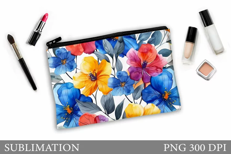 Flowers Makeup Bag Design. Flowers Sublimation