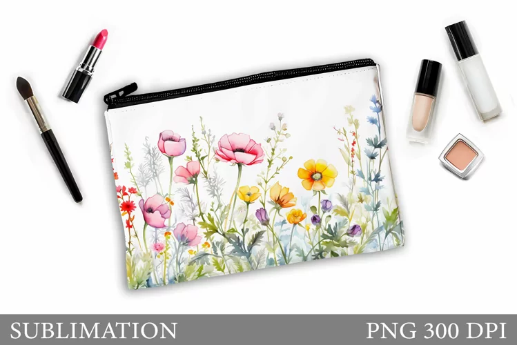 Wildflowers Makeup Bag Design. Flowers Makeup Pouch