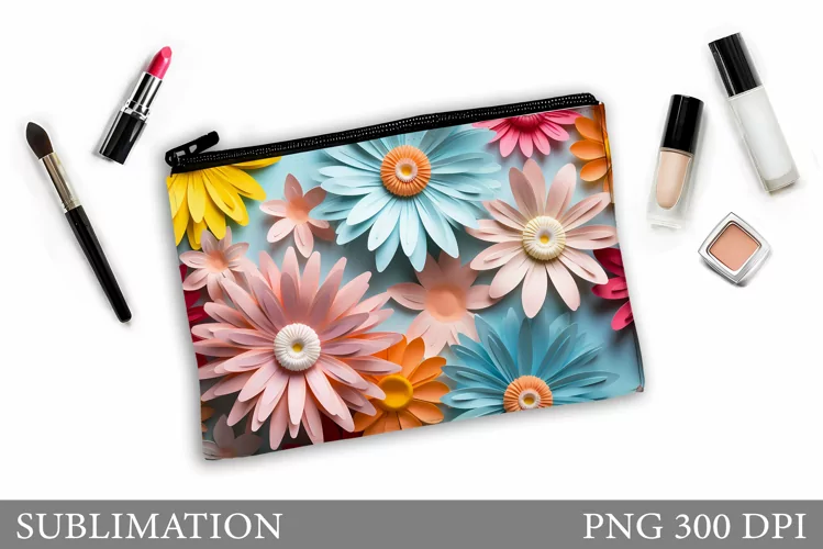 Flowers Makeup Bag Design. Flowers Sublimation