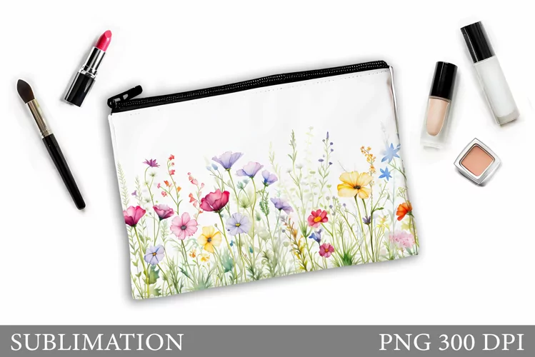 Wildflowers Makeup Bag. Flowers Makeup Pouch Sublimation