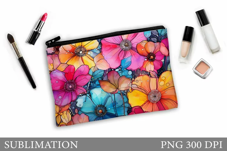 Flowers Makeup Bag Design. Flowers Makeup Pouch Sublimation