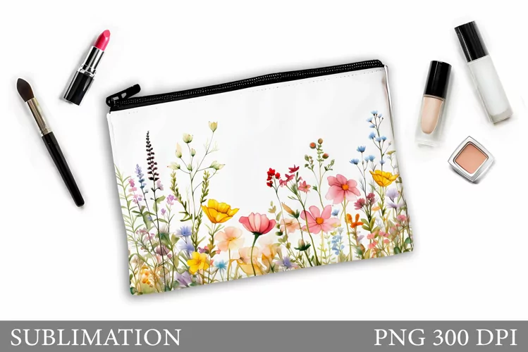 Wildflowers Makeup Bag. Flowers Makeup Pouch Sublimation