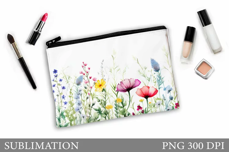 Wildflowers Makeup Bag. Floral Makeup Pouch Design