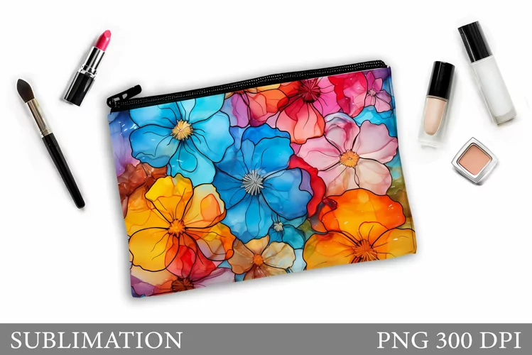 Flowers Makeup Bag Design. Flowers Makeup Pouch Sublimation
