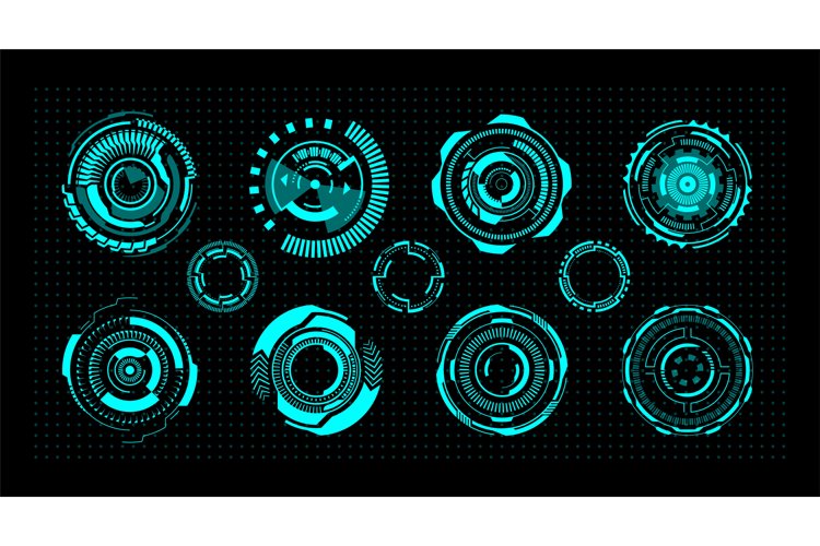 Hud circles. Futuristic digital UI round elements. Virtual g