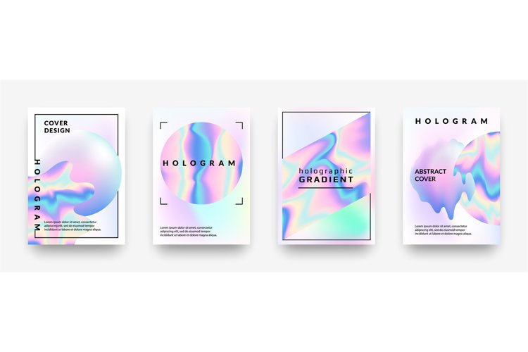 Holographic posters. Gradient minimal iridescent foil graphi
