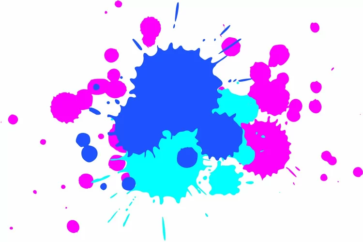 Color paint splatter. Spray paint blot element