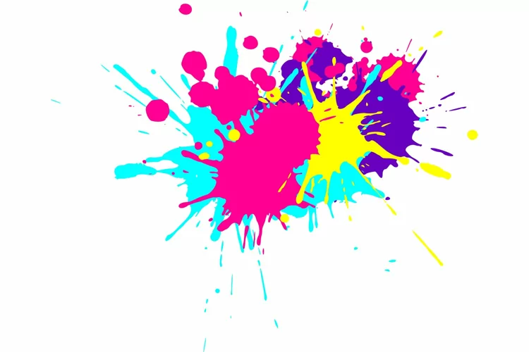 Color paint splatter. Spray paint blot element