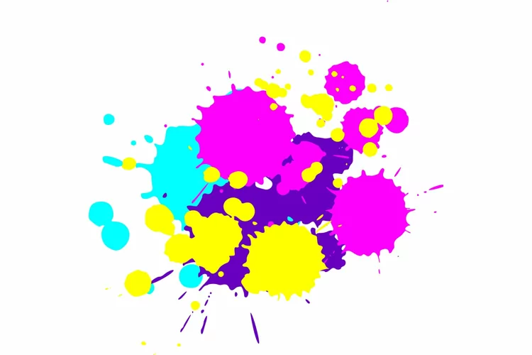 Color paint splatter. Spray paint blot element