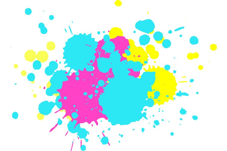 Color paint splatter. Spray paint blot element