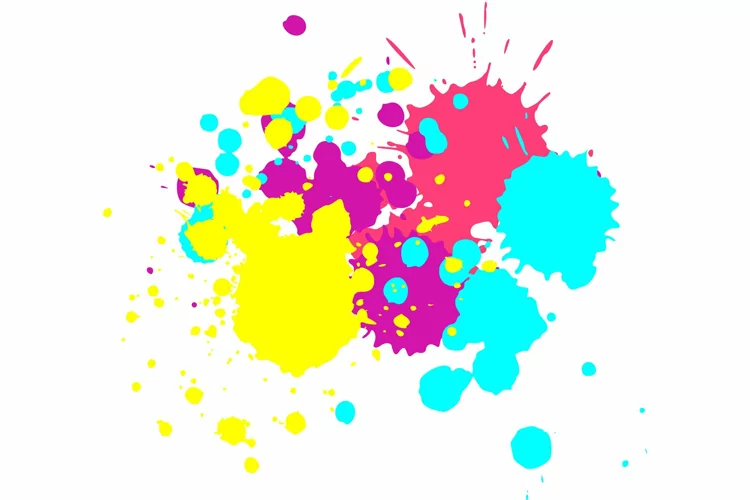 Color paint splatter. Spray paint blot element