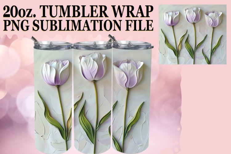 White Flower Elegance: 3D Tumbler Sublimation example image 1