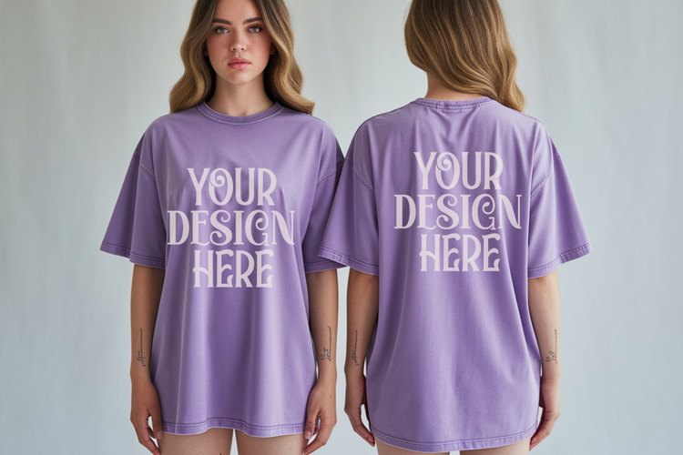 Violet Comfort Colors 1717 Front & back T shirt Mockup