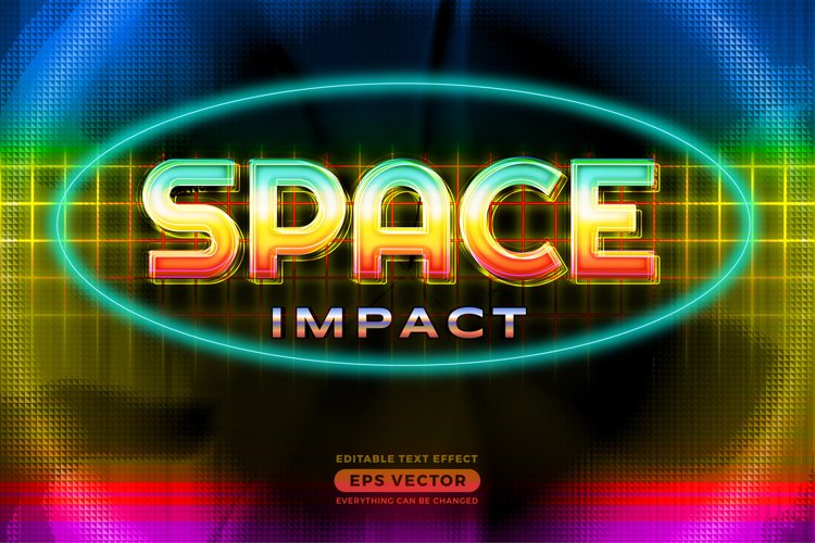 Space impact editable text style effect in retro style theme
