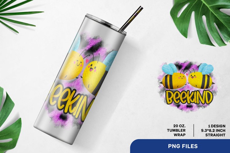 Beekind, Cute Bees Sublimation for 20 oz Straight Tumbler