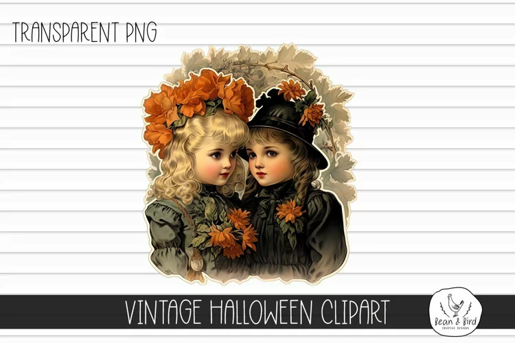 Vintage Halloween Clipart|Transparent PNG|Sublimation