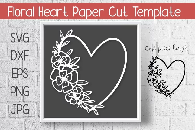 Floral Heart Paper Cut Template