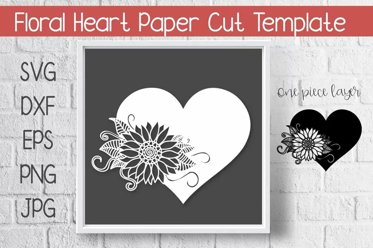 Heart Sunflower Paper Cut Template