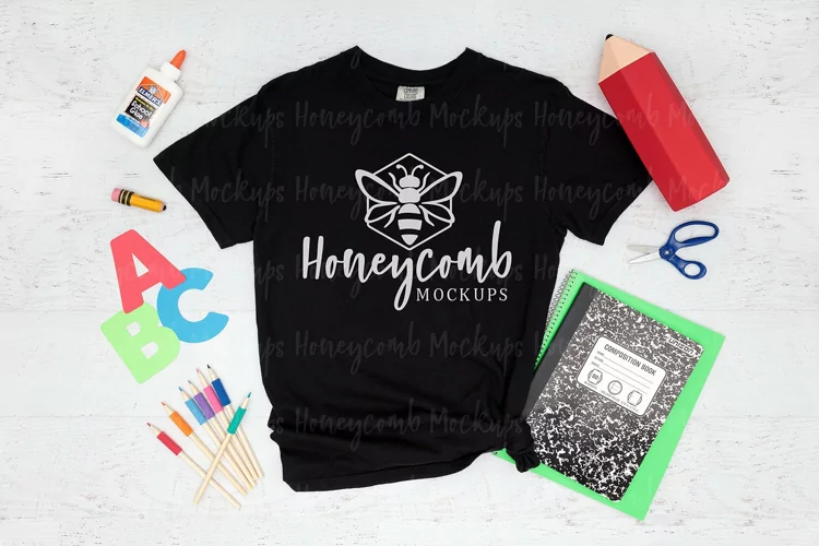 Comfort Colors 1717 Black Teacher Mockup, School Mockup