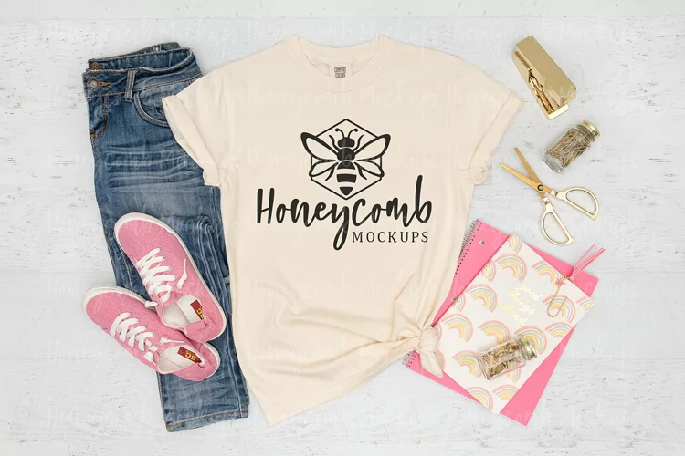 Comfort Colors 1717 Ivory Mockup, Teacher T-Shirt Mockup