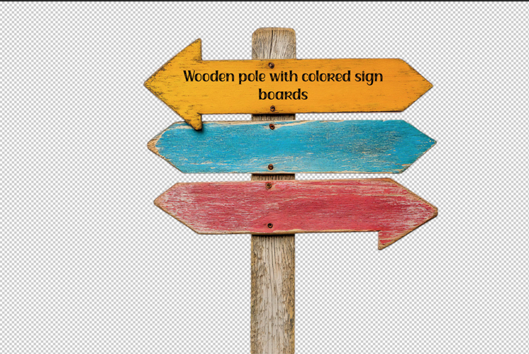 Wooden post with colored directional signs