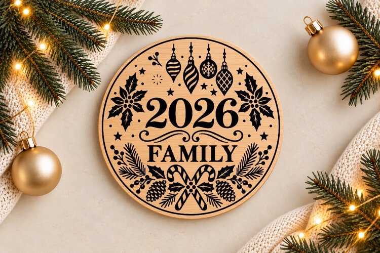 2026 Family Christmas Ornament Laser Cut SVG example image 1