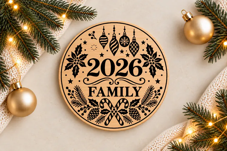 2026 Family Christmas Ornament Laser Cut SVG