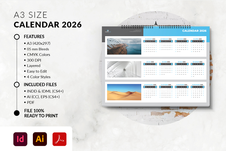 2026 Landscape Calendar Printable