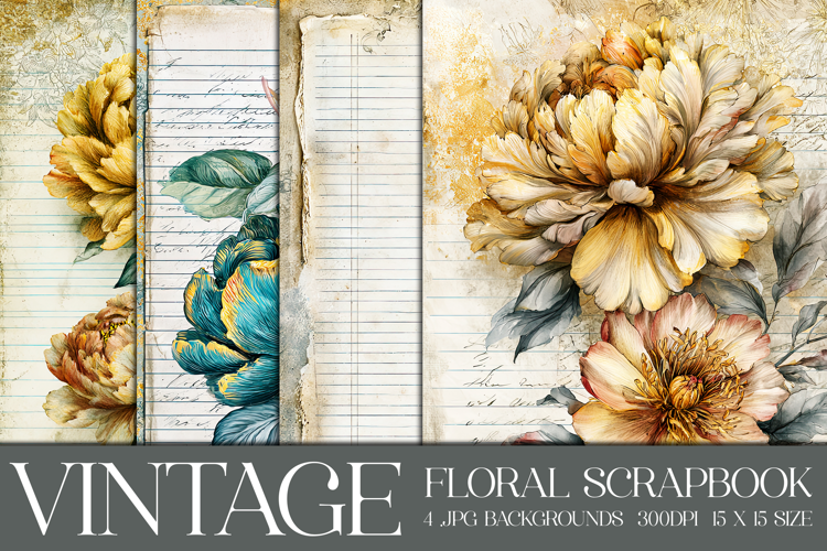 Vintage Floral Background, Floral Scrapbook Backgrounds, s1