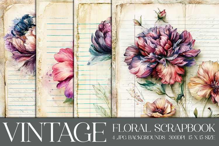 Vintage Floral Background, Floral Scrapbook Backgrounds, s10