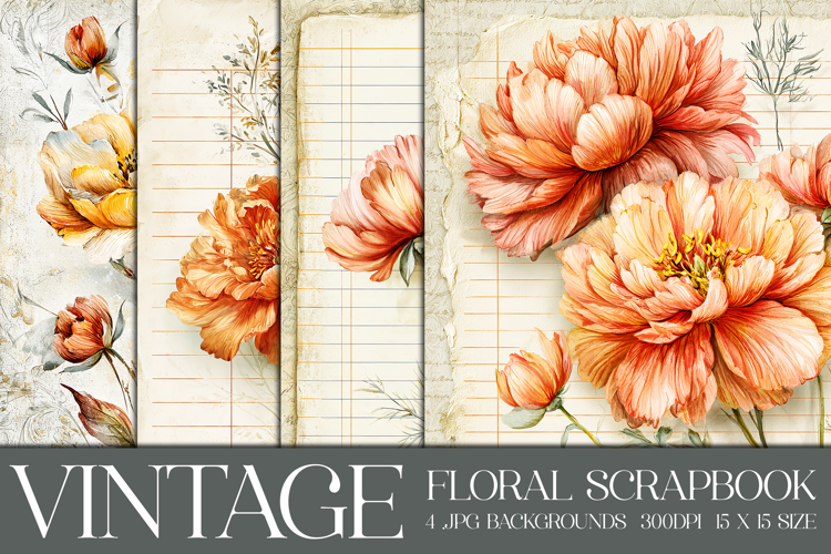 Vintage Floral Background, Floral Scrapbook Backgrounds, s3