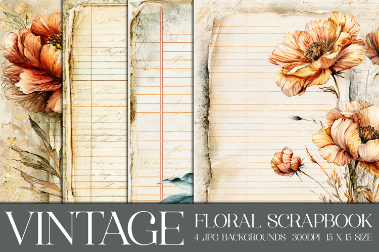 Vintage Floral Background, Floral Scrapbook Backgrounds, s4