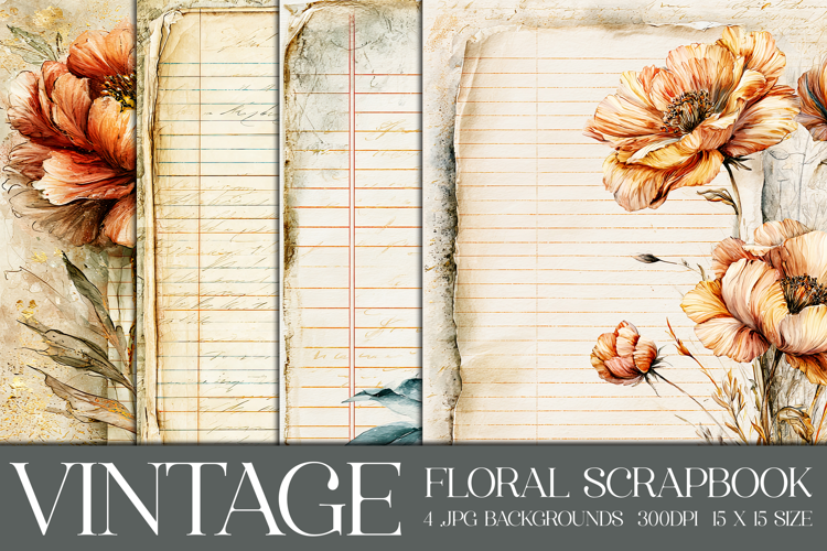 Vintage Floral Background, Floral Scrapbook Backgrounds, s4