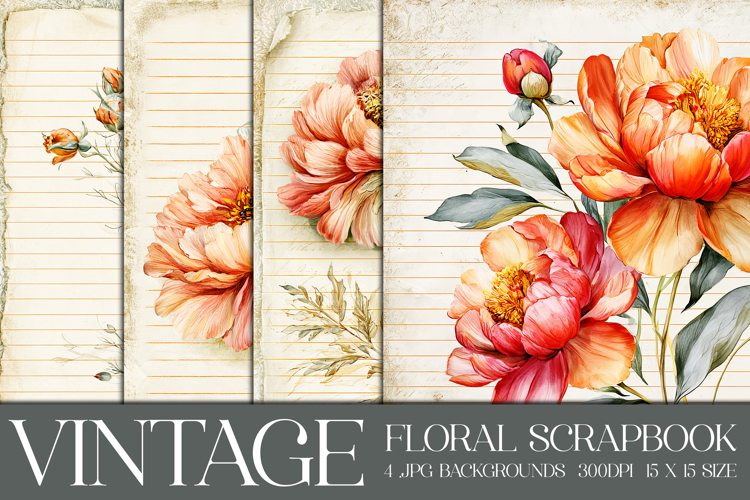 Vintage Floral Background, Floral Scrapbook Backgrounds, s5