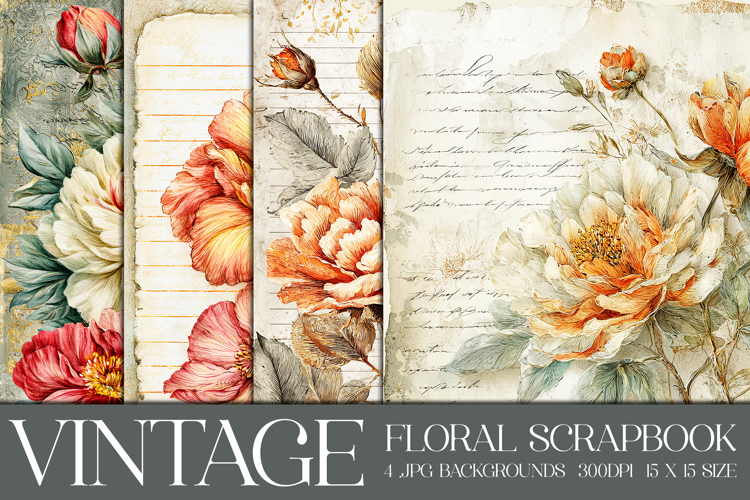 Vintage Floral Background, Floral Scrapbook Backgrounds, s6