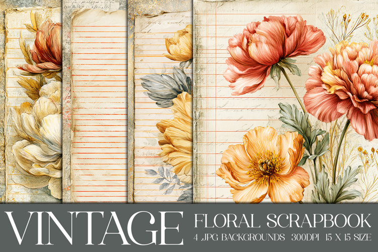 Vintage Floral Background, Floral Scrapbook Backgrounds, s7
