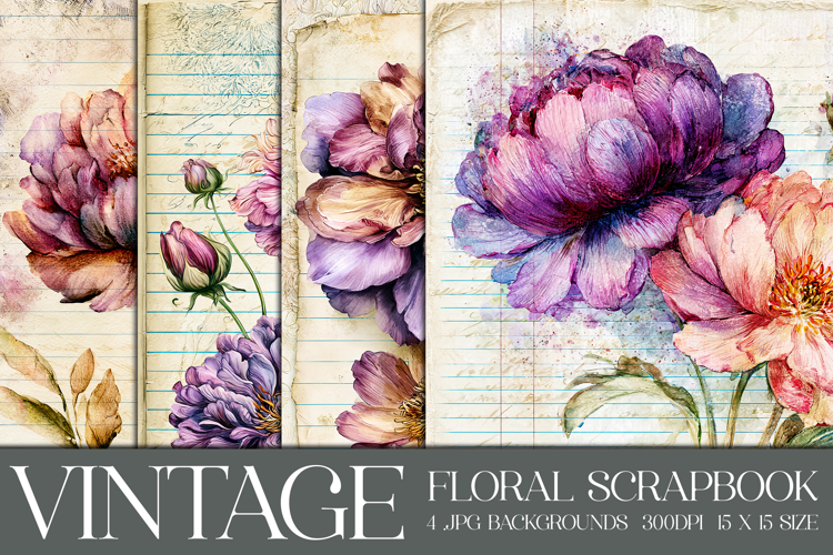 Vintage Floral Background, Floral Scrapbook Backgrounds, s8