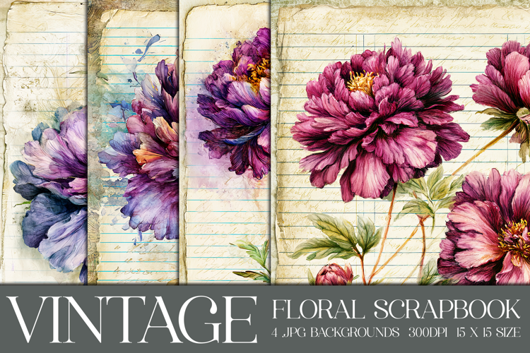 Vintage Floral Background, Floral Scrapbook Backgrounds, s9