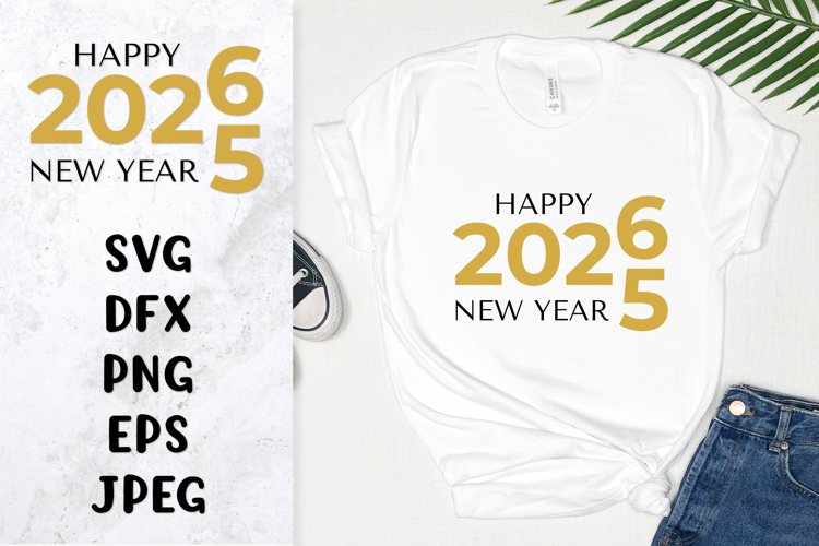 Happy New Year 2026 SVG. Christmas design. Greeting card