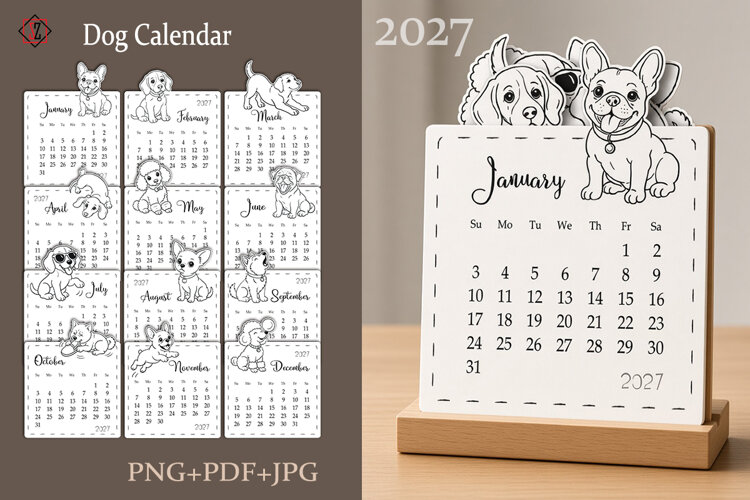2027 Dogs Calendar example image 1