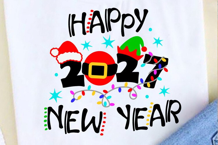 Happy New Yea 2027 sign Holidays decor Merry Christmas svg example image 1