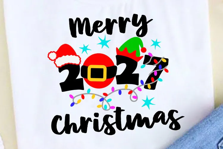 Merry Christmas & Happy New Yea 2027 sign Holidays decor svg