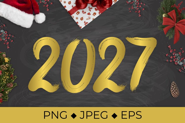 2027 hand lettered numbers sublimation New Year shirt design example image 1