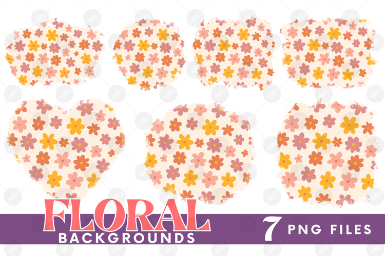 Retro Flowers Background Png Floral Paper Sublimation Bundle