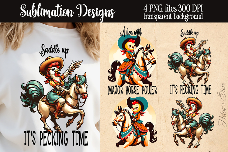 Funny quotes retro chicken on horse t shirt saying designs