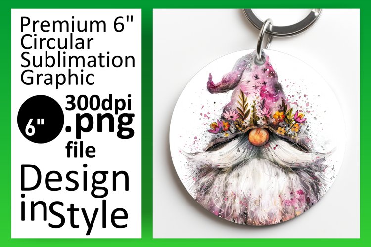 Charming Gnome Round Ornament Sublimation example image 1