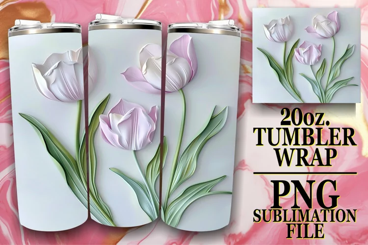 3D Petal Bliss: Tumbler Wrap Sublimation